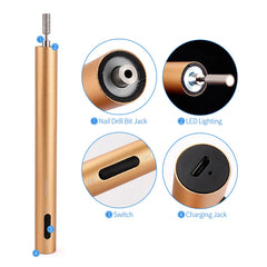 Electric Mini Nail Drill Pen Machine 12000rpm Portable Nail Drill Pen LED Manicure Pedicure Nail Polisher Grinding Device Tools
