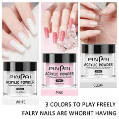 Acrylic Powder Set Nail Kit 3 Colors Carving Nail Art Gel For Extension Manicure Crystal Nail Glitter 3D Nail Tips Carving Tools