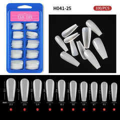 100PCS Almond Fake Nails Long Coffin Ballerina False Nails Full Cover Artificial French Nail Tips For Extension Tools