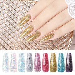 5PCS Glitter Poly Nail Gel Kit UV LED Builder Poly Acrylic Gel Set With Mold Nails Brush for Nail Art Polygels Extension Gel Kit