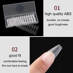 270PCS  Long Coffin False Nail Art Tips ABS Full Cover Water Drop Artificial Fake Nails Tips UV Gel Nail Manicure Tools