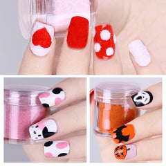 PinPai Fuzzy Flocking Velvet Powder Black White Red Nail Glitter Powder Nail Art Glitter Pigment Manicure Powder UV Gel