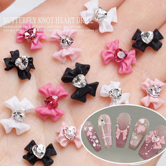 10/20/40pcs Ribbon Resin Bow Nail Charm Parts 3D Rhinestone Nail Art Decoration Accessories Supplies for DIY Manicure Design