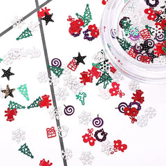 Winter Christmas Snowflake Nail Sequins Gold Metal Acrylic Glitter Nail Tips Manicure Snow Flower Decoration Accessories