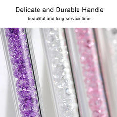 Dual-ended Silicone Quartz Nail Art Brush Rhinestone Acrylic Handle Decorations Powder Foil Nail Pen Brush Cuticle Remover Tools