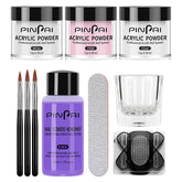 Acrylic Powder Set Nail Kit 3 Colors Carving Nail Art Gel For Extension Manicure Crystal Nail Glitter 3D Nail Tips Carving Tools