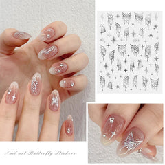 3D Metalic Charms Butterfly Nail Art Sticker Nail Glitter Sticker Decorations Decals Home DIY Nail Tips Decorated Tools