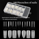 100pcs Long Almond Coffin French Fake Nails Half Full Cover Nail Art Extension Tips Claw False Nail Artificial Tips