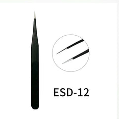Stainless Steel Straight and Curved Black Eyelashes Tweezers for False Eyelash Extension Tweezers Fiber Tip Makeup Tools