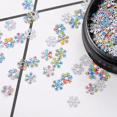 Winter Christmas Snowflake Nail Sequins Gold Metal Acrylic Glitter Nail Tips Manicure Snow Flower Decoration Accessories