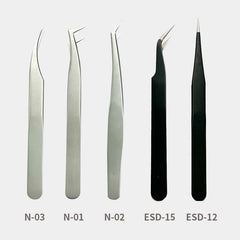 High Precision Silver Lash Tweezers Anti-static Stainless Steel Eyelash Tweezers 1 Pcs