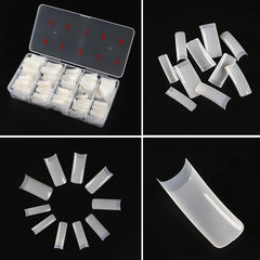 500 PCS Clear Natural Artificial Fake Nail Tips Kit With Cutter Tools Full Half Cover French False Nails Set Extension Long Tips
