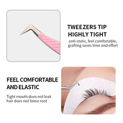 Pink Lash Tweezers Stainless Steel Eyelash Extensions Tweezers Fiber Tip High Precision Tweezers Makeup Tools