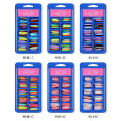 100PCS Mixed Colors Fake Nails Long Coffin Ballerina Pure Color Press On False Nails Full Cover Artificial Nail Tips