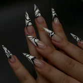 Zebra Print French Tip Medium Stiletto Press-On Nails