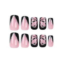 VIBEFICANT Glitter Rhinestone Elegant Medium Square Press On Nails