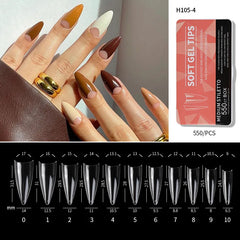 Clear Natural Acrylic Long Fake Nails Almond French Coffin Full Half Cover False Nails Artificial Nail Soft Gel Tips