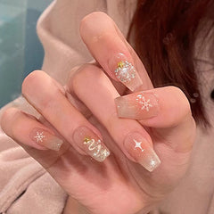 Christmas Snowflake cat eye press on nails