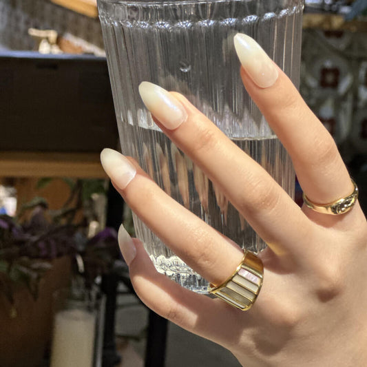 Glazed Donut Chrome Press on Nails Medium Almond Haileybiebernails 1000