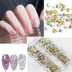 3D Nail Decorations Flat Bottom Nail Rhinestones Crystal Strass For Nail Art Charms Decoration Accessories