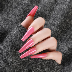 Super Long Coffin Ballerina Fake Nails Kit Pure Color Press On False Nails Set Full Cover Artificial Nail Tips With Tool