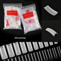 100/500PCS White Clear Natural Square Fake Nails Half Cover Acrylic Long French False Nail Tips Extension Fake Tip Manicure Tool