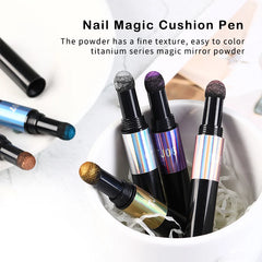 Metallic Nail Magic Powder Air Cushion  Pen Nail Powder Glitter Mirror Effect Powder Manicure Nails Tips Pigment