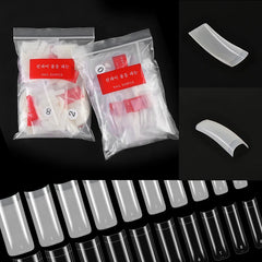 500 PCS 10 Sizes French Square Fake Nails Tips Half Cover Resin Clear Natural Artificial False Nails Tips Manicure Nail Art Tip