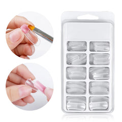 100pcs Reusable Nail Art Poly Acrylic Gel Dual Forms Nails Quick Extension Builder UV Gel Fake Tips Manicure  False Nails