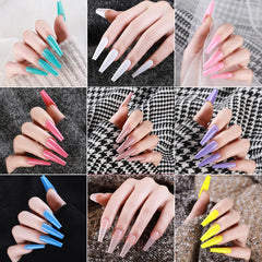 100pcs Long Coffin Fake Nails Tips Press On Nails With Designed Pure Color Ballerina Full Cover for Artificial False Nails Tips