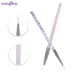 3 Pcs/Set Nail Art Brush Crystal Acrylic Thin Liner Drawing Pen UV Nail Gel Polish Painting Stripes Flower Manicure Tools