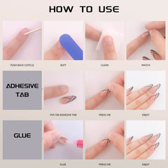 Press On Nails Tools Kit 6 In 1 Nail Glue Nail Glue Remover Adhesive Tab Prep Pad File Cuticle Stick