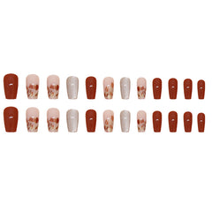 VIBEFICANT GLAZE Fall Season Pumpkin Nail Art Cat Eye Medium Almond Press On Nails