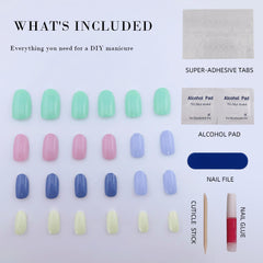 Vibeficant Glaze Solid Color Press on Nails Medium Round Colorful Nails