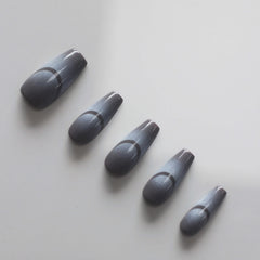 Vibeficant Progel Gray Ombre Handmade Gel Press on Nails Medium Coffin French Design