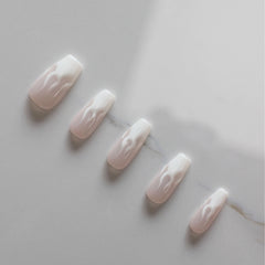 Vibeficant Progel Nude Handmade Gel Press on Nails Luminous Medium Coffin French Tip Design