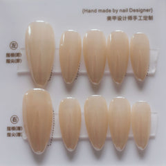 Vibeficant Progel Handmade Gel Press on Nails Medium Almond Serena Gomez Nude Nails