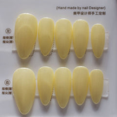 Vibeficant Progel Yellow Glazed Donut Handmade Gel Press on Nails Medium Almond 