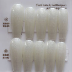Vibeficant Progel White Glazed Donut Handmade Gel Press on Nails Medium Coffin Glitter Design