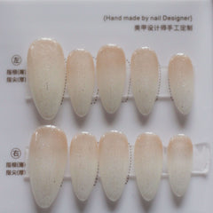 Vibeficant Progel Pastel Gradient Handmade Gel Press on Nails Medium Almond Glitter Design