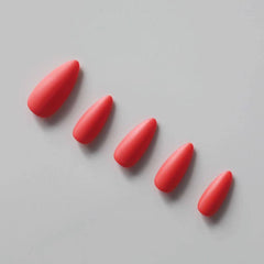 Vibeficant Progel Red Handmade Gel Press on Nails Medium Almond Matte Design