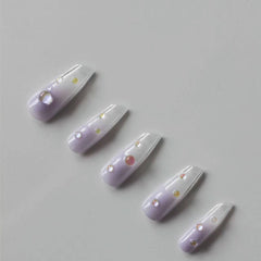 Vibeficant Progel Purple Ombre Handmade Gel Press on Nails Long Lipstick French Tip Design