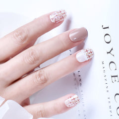 Vibeficant FlexFit French Tip Press on Nails Short Squoval Pearl Design
