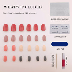 Vibeficant Glaze Solid Color Press on Nails Short Round