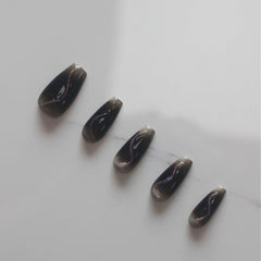 Vibeficant ProGel Black Ombre Press on Nails Medium Coffin Swirl Design
