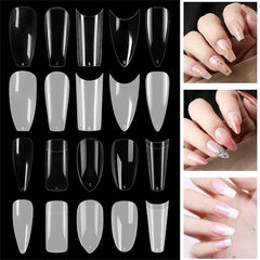 100PCS Almond Fake Nails Long Coffin Ballerina False Nails Full Cover Artificial French Nail Tips For Extension Tools