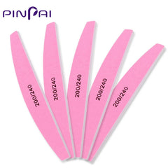 5Pcs Half Round Pink 200 240 Grits Nail File for Manicure Pedicure Files Double Side Sanding Nail Polishing File Buffer