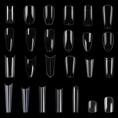500 pcs Long Coffin Stiletto French Fake Nails Clear Half Full Cover Artificial False Nail Art Tips Capsule for Extension