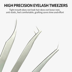 High Precision Silver Lash Tweezers Anti-static Stainless Steel Eyelash Tweezers 1 Pcs