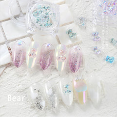 3D Silica gel Aurora Bear Butterfly Bow Nail Art Accessories Resin Acrylic Nails Jewelry DIY Manicure Decorations